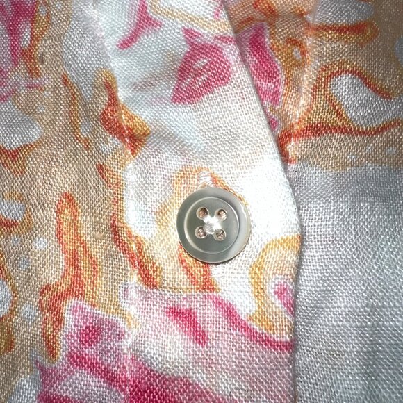 J.Jill White Pink Orange Love Linen Coral Print Button-Down Shirt Womens Size 1X - Picture 7 of 8